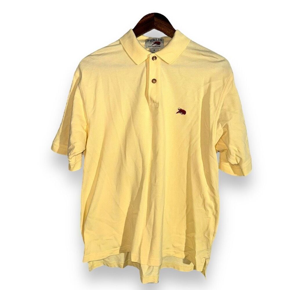 Yellow Perlis Crawfish Pique Mesh Polo Shirt Size S